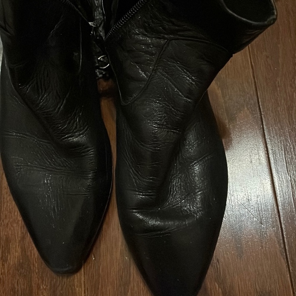 Zara black soft leather booties